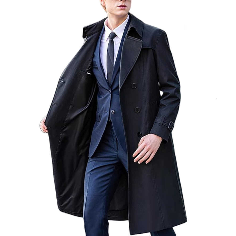 2026 Blends Men's Spring Wool Autumn Long Trench Men England Style Smart Casual Double Breasted Outerwear Coats Mens Turn Down Collar Windbreak