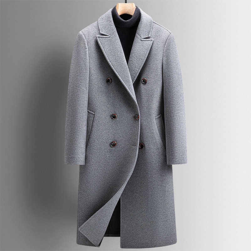 Top Blends Lana di qualità da uomo Cappotti lunghi in lana invernale per uomo Cappotto lungo in lana di cotone imbottito doppio petto Giacca a vento