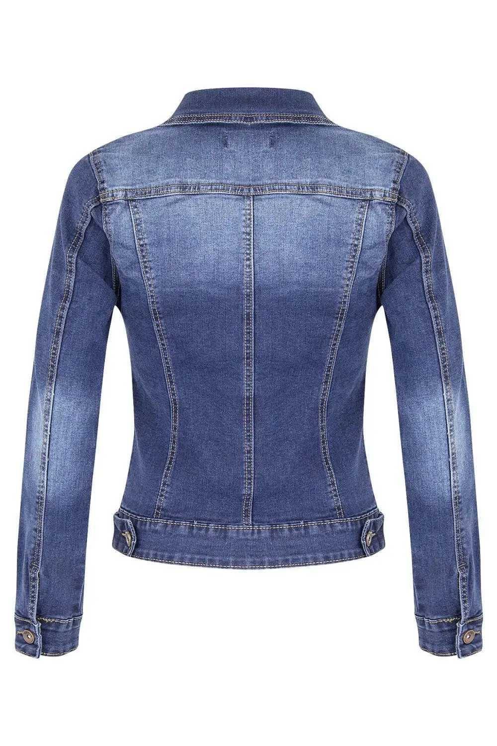 Women's Jackets 2025 New Women's Long Sleeve Denim Jacket Fashion Slim Fit Stretch Jeans Coat Casual Female Clothing C260921