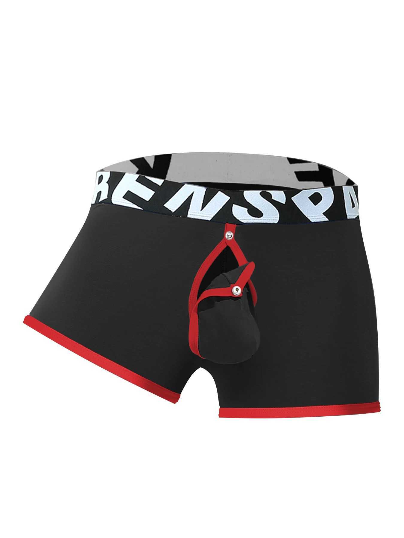Mens Sexy Boxer Underwear Open Back Underpants Removable U Convex Pouch Panties Middle Waist Knickers Promotional offer 1pcs Q260921