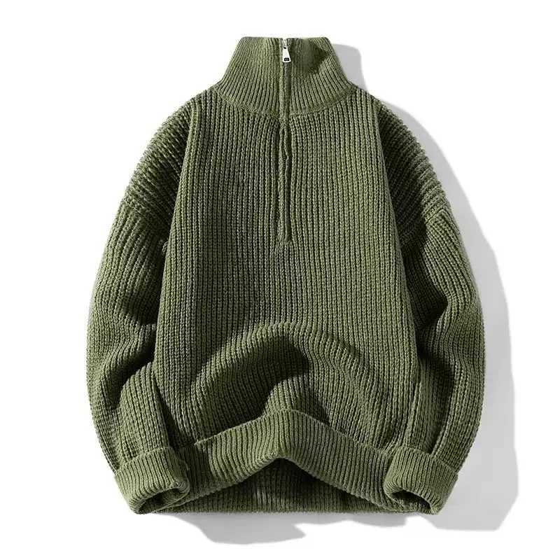 Autumn and Winter Trend Solid Color Thick Warm Knitted Sweater For Men's Casual Loose and Comfortable Sports Plus Size Sweater S260921VQS3