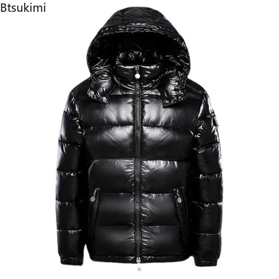 2026 Fashion Waterproof Short Cotton Jackets Men's Black Lightweight Snow Parkas Glossy Parkas Winter Jackets Male Q260921