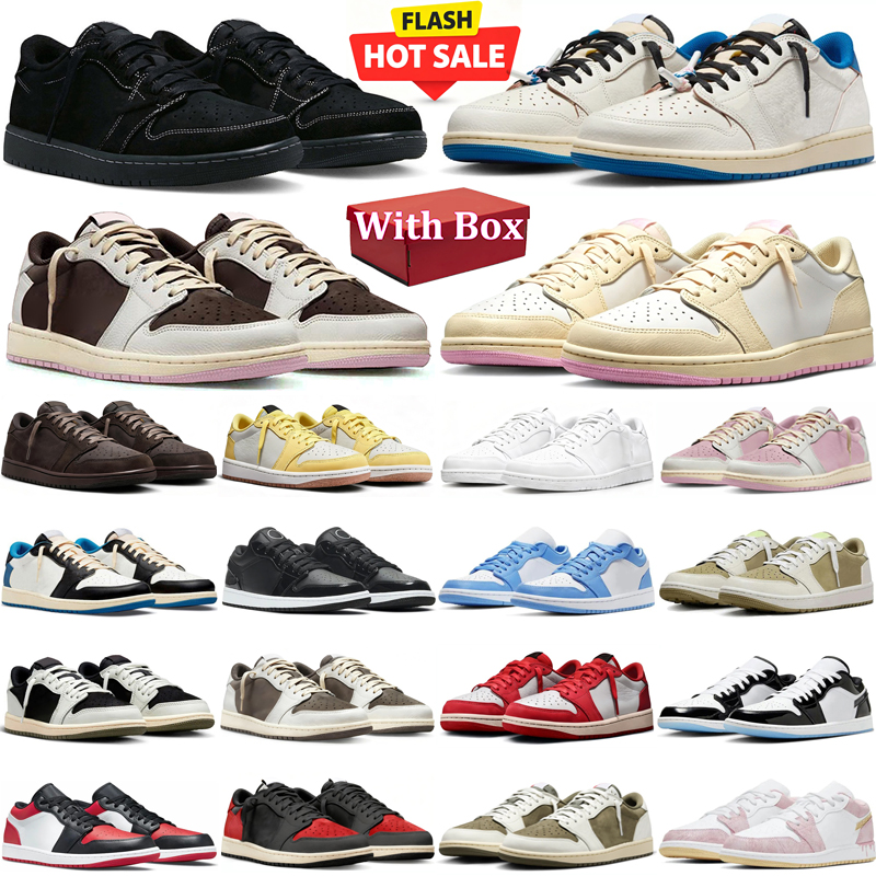 travi scott low 1 designer basketball 1 1s low shoes mens sneakers woman trainers Black Phantom Original sport chaussures shoe with box