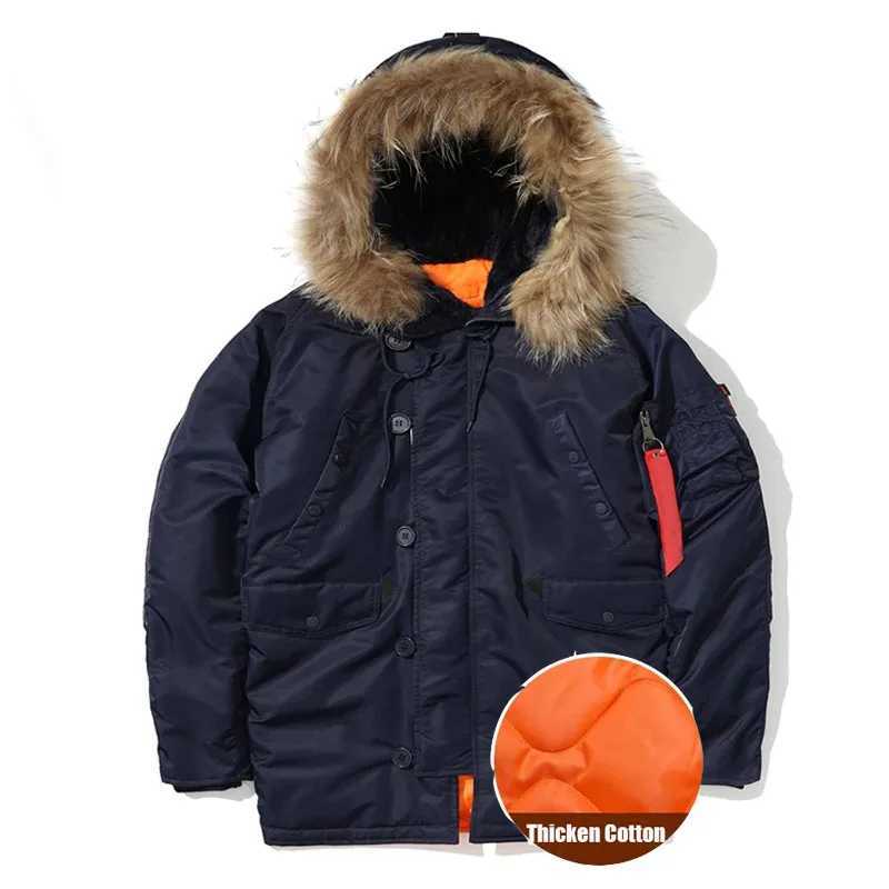 Cappotto parka con cappuccio con collo in pelliccia da uomo addensare calde giacche lunghe in cotone per uomo Q260921