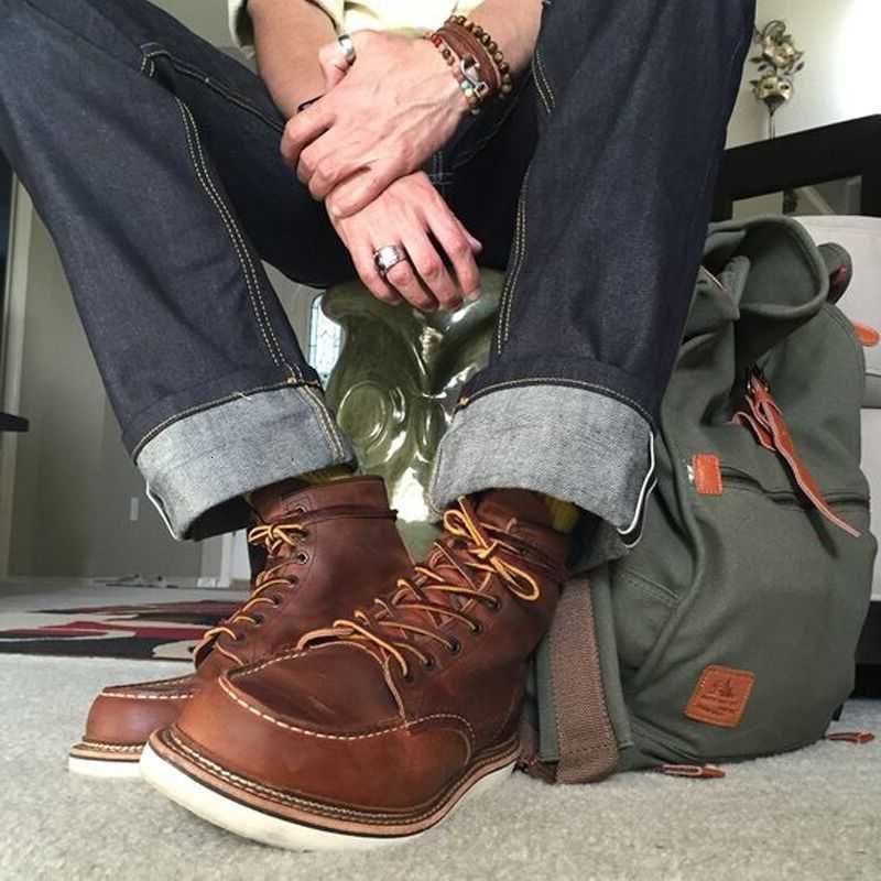 Botas americanas clásicas replicadas, botas de trabajo altas para hombres, zapatos de moda de cuero genuino para hombres H260921