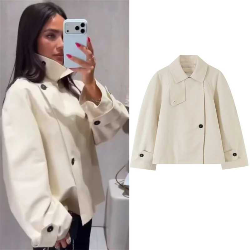 Jackets Guobioziy 2026 Fall Women's New Women's Jacket Beige Long-Sleeve Simple Jacket Parka Short Trench Coat Casual and Stylish C260921