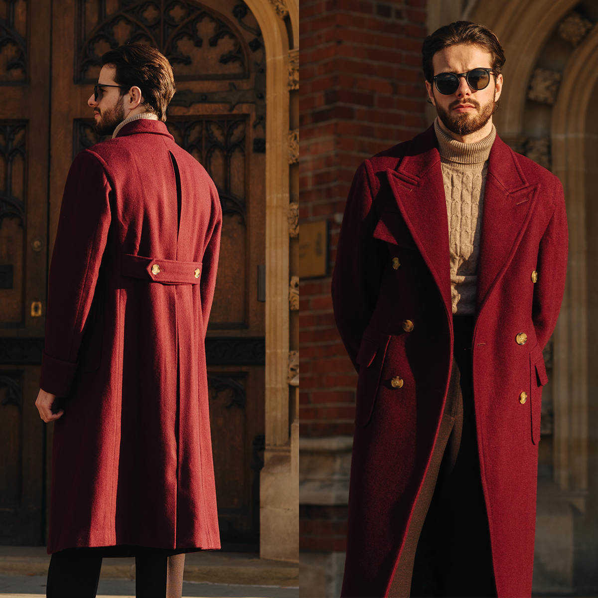 Wool Blends Men's Coats Men's Overcoat Fashion Peaked Lapel Solid Color Woolen Double Breasted Business Causal Daily Tailored Abrigos Para