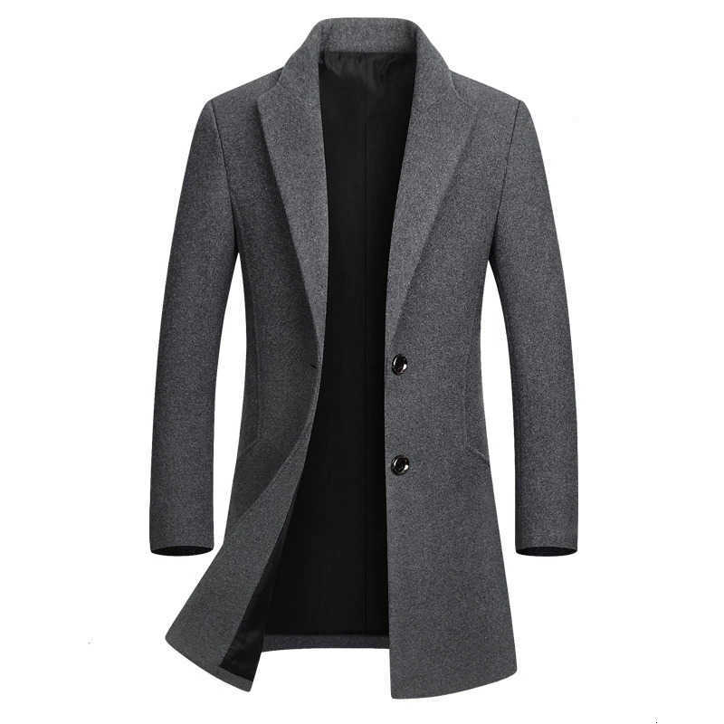 Wool Blends Autumn Winter Men's Wool Jacket Coat Men Business Casual Turn Down Collar Outwear Mens Long Sleeve Trench Blends Coat Male Clothing