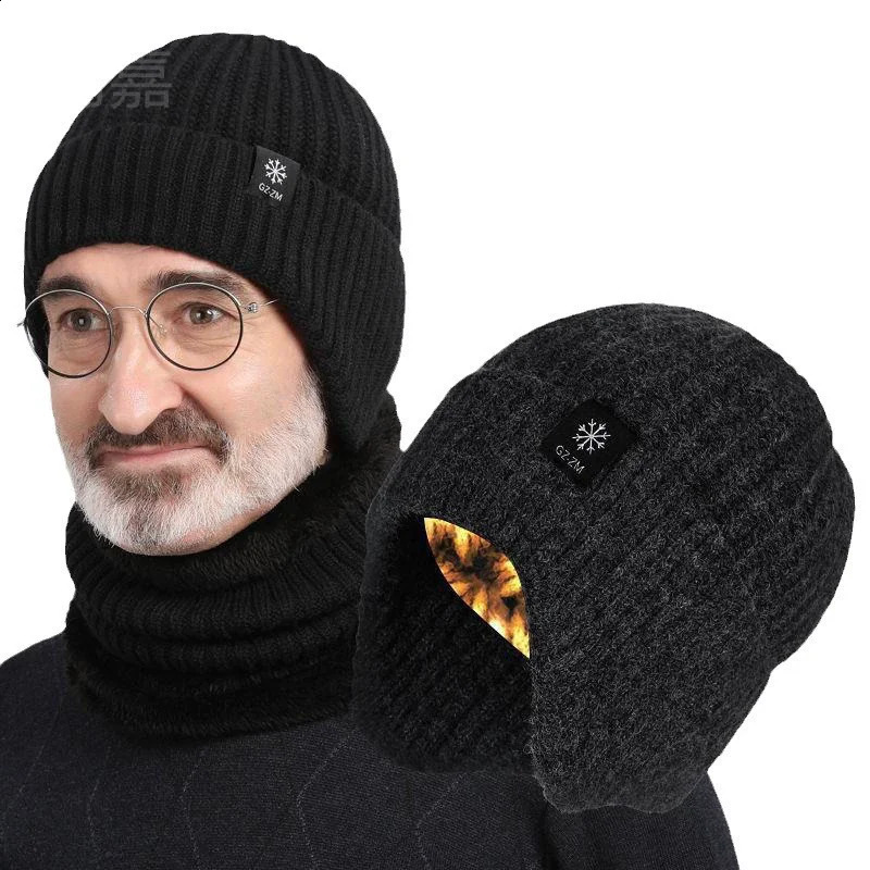 Men Winter Knitted Hat Plush Warmth ed Cap Outdoor Earmuff Casual Fashion Faux Fur Lined Bomber Hats Cycling Ear Protection 260921