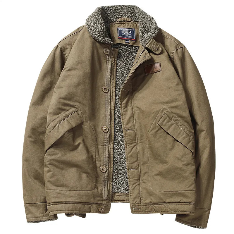 Giacca invernale da uomo in pile di lana Cappotto bomber in cotone casual Giacca a vento calda termica kaki per uomo 260920