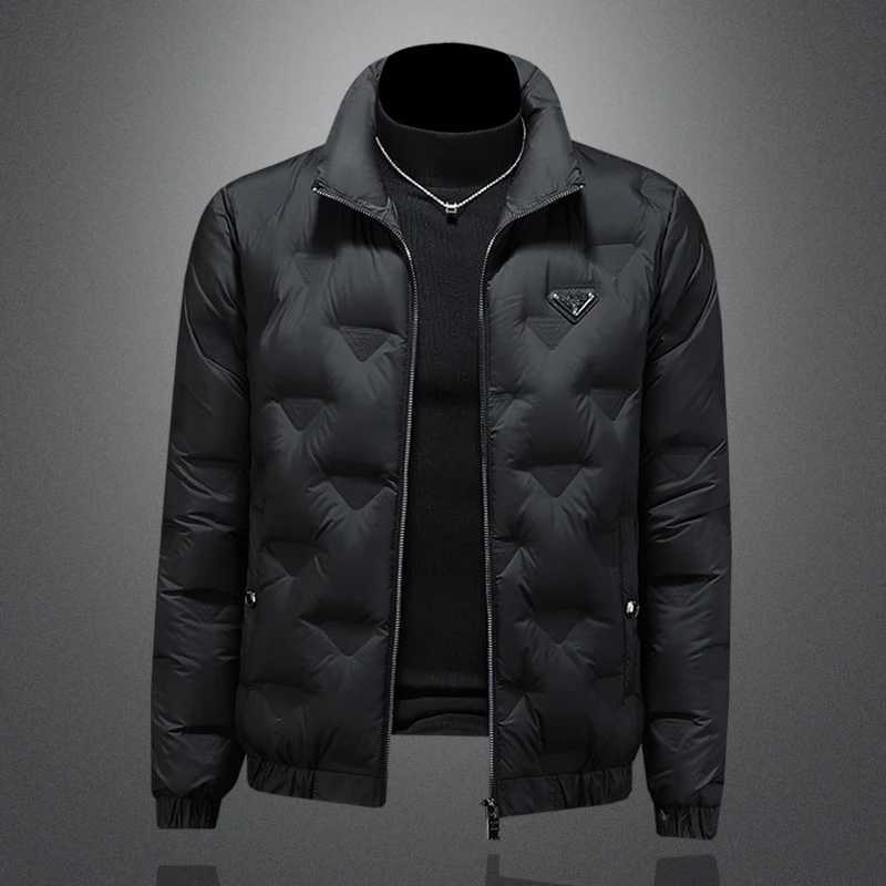 Minglu Autumn Winter Stand Collar Down Men's Jackets Solid Color Zipper Casual White Duck Down Male Coats Plus Size 5XL Q260921