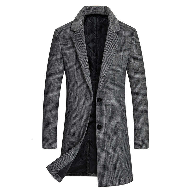 Wool Men's Men's Wool Blends Coat Men 2023 Winter New Style Fashion Casual Slim Fit Thicken Warm Long Jacket Male Brand Plaid Abrigos Para