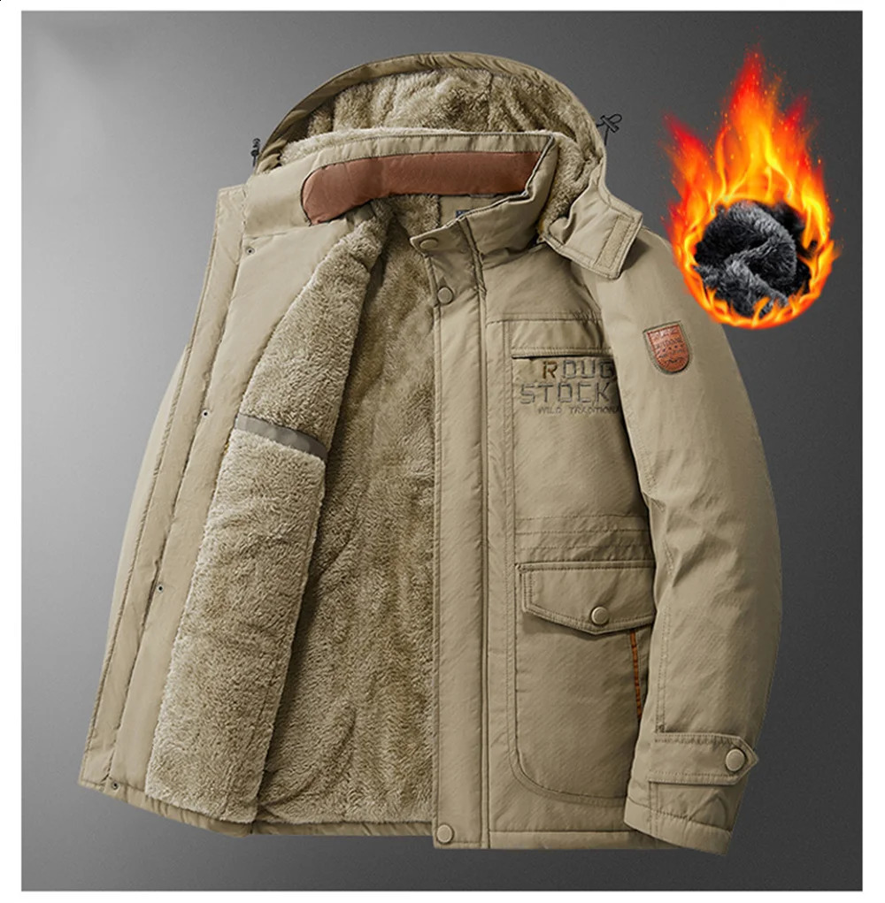 Winter Men's FleeceLined Parka Coat Outdoor Vintage Military Workwear Jacket Thickened Detachable Hooded Parkas Men Overcoat 260920