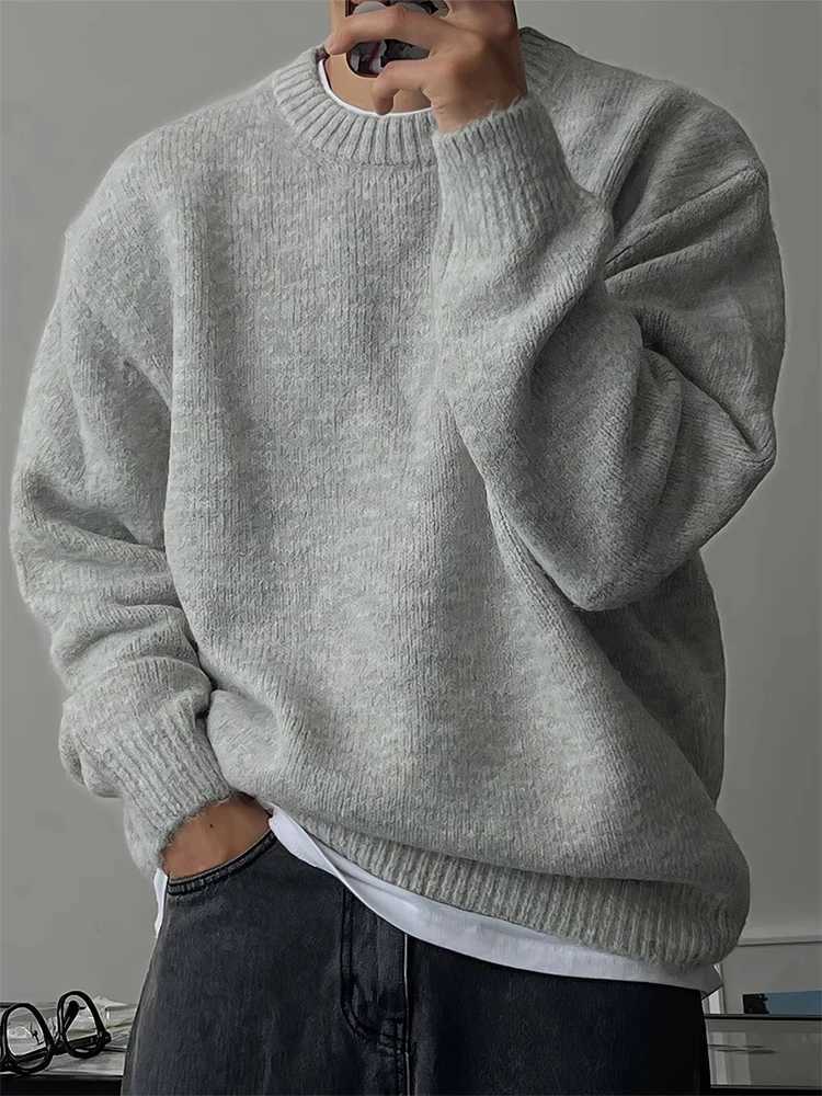 Men's Round Neck Sweater 2025 New Autumn Winter Warm Knitted Top Male Loose-Fit Thicken Jumpers Men Solid Color Casual Tops F171 S260921868A