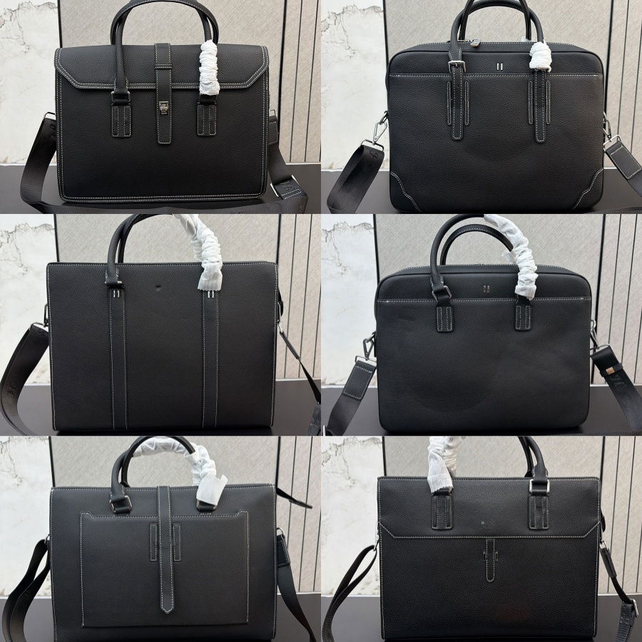 Luxury Men Briefcase Genuine Leather Laptop Large Capacity Top Handle Handbag Detachable Shoulder Strap Business Office Work Messenger Bag For Noteb