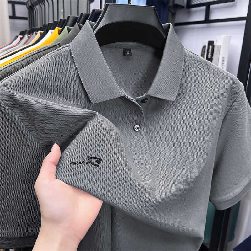 Summer Men's Casual Shirts Men's Printed POLO Shirt wiTH Collar Solid Color BreaTHable Office Casual High-Quality Men's CloTHing H260