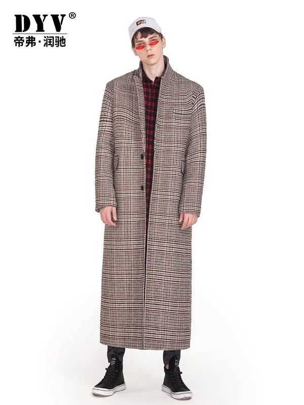 2023 Winter Men's Men Trench Wool Coat Plaid Smart Casual Single Breasted Cashmere Long Outwear England Style Blends Jackets D260921 9e