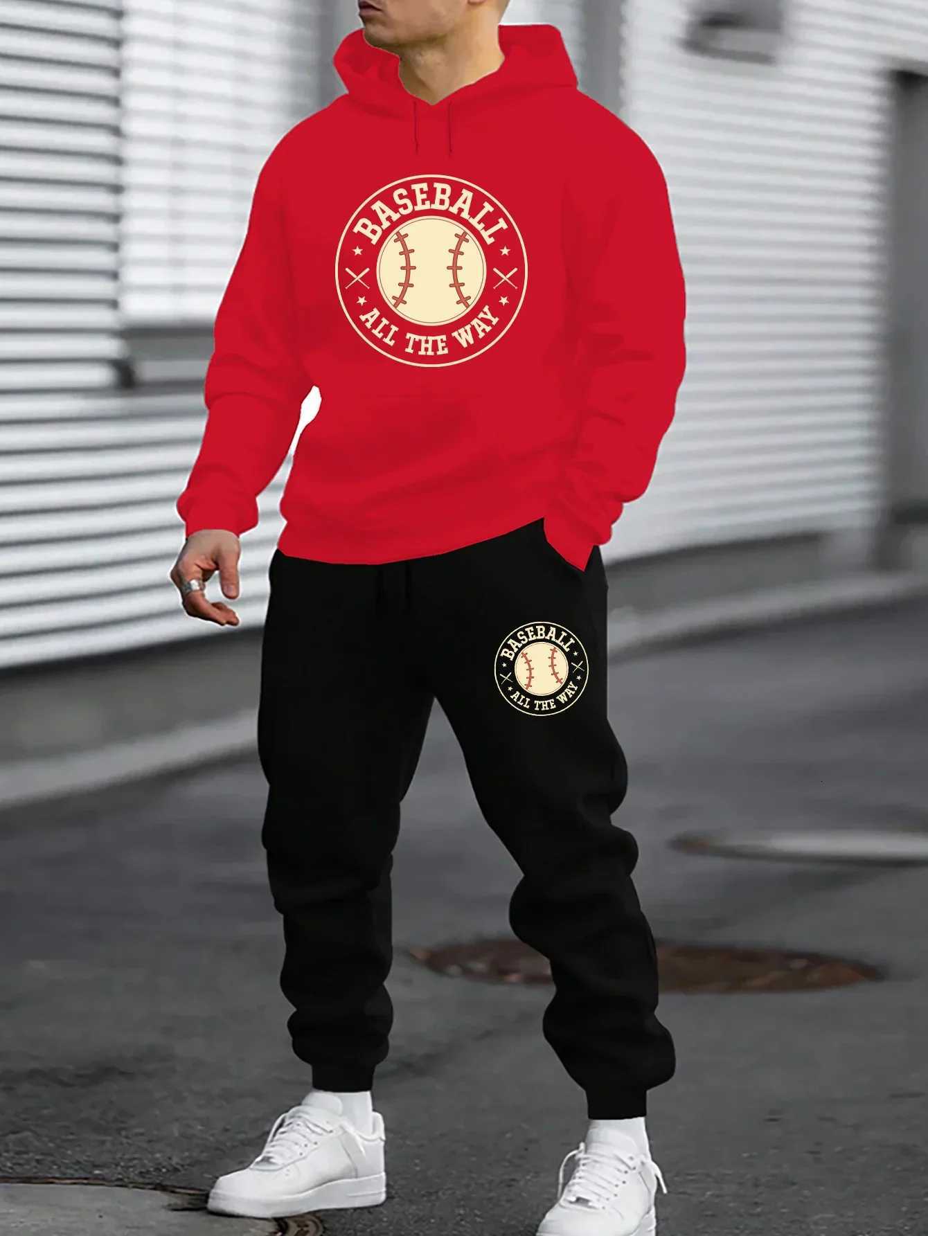 2026 Men's Hoodies Sweatshirts printed sportswear set men's hooded sweatshirt long pants set spring and autumn winter warm suit D2609211