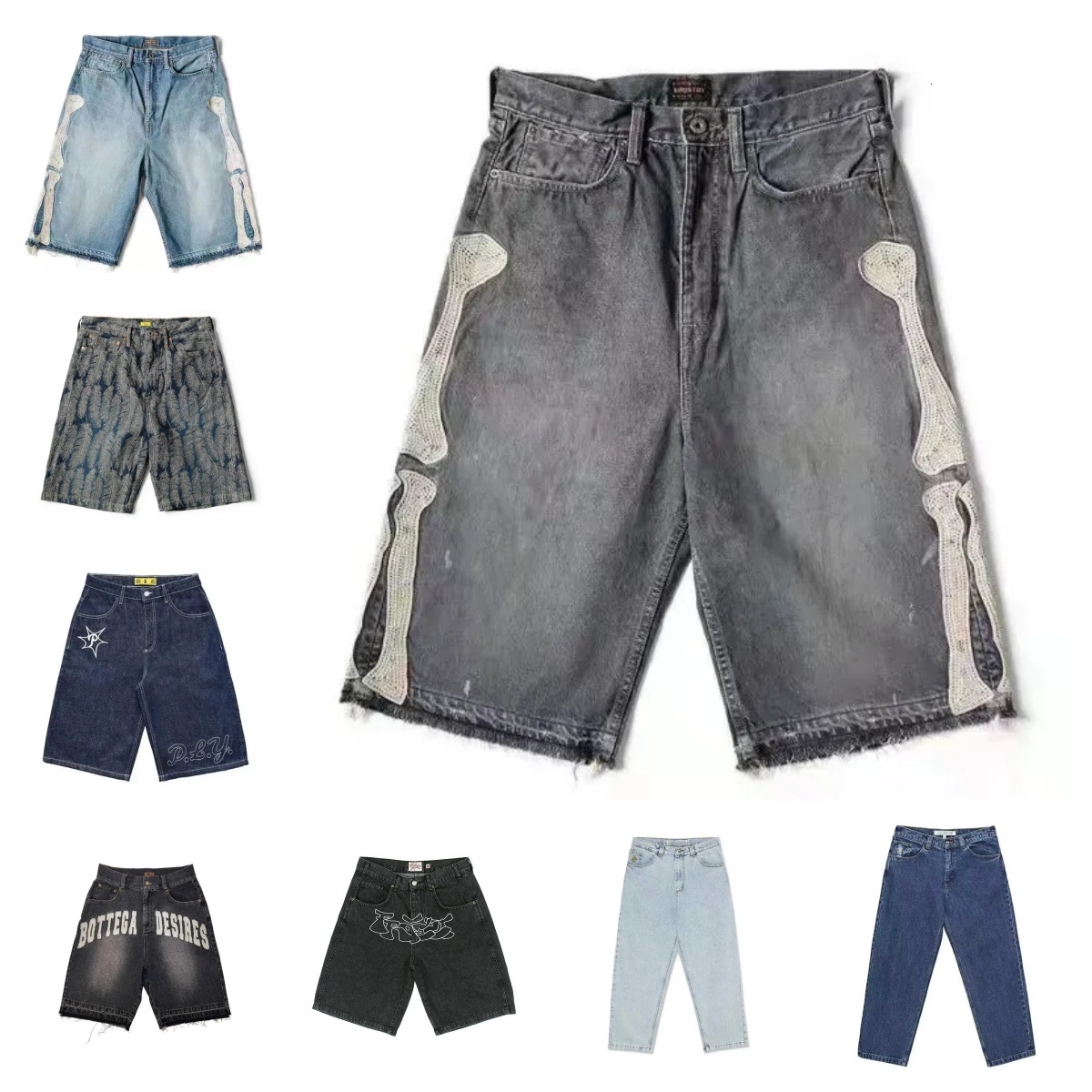 Designer Shorts Kapital Japanese Style Feather Denim And Womens Mens Shorts Retro HipHop Cartoon Graphic Strtwear Denim Y2k Big Boy Embroidery Baggy
