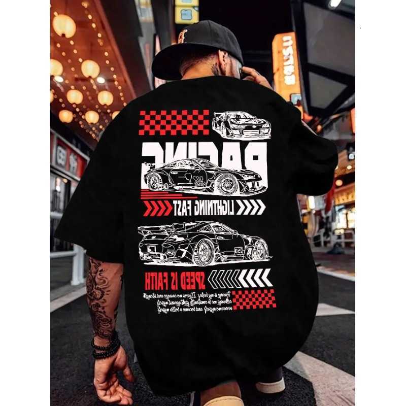 Hoodies Sweatshirts Summer 2025 Men's new men's T-shirt Hip-hop casual fashion sports car pattern print Men's short sleeve D260921