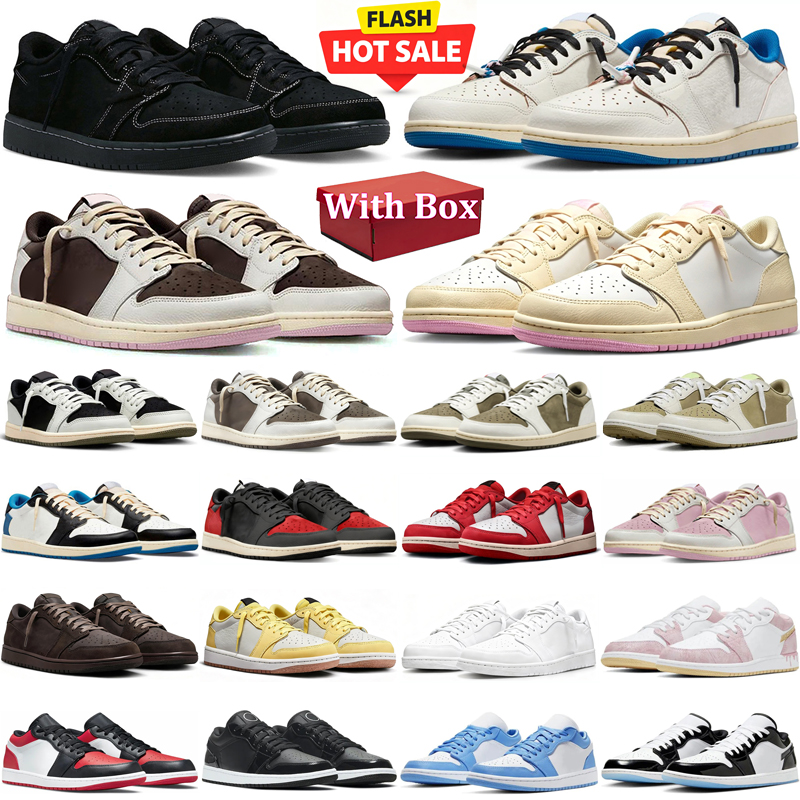travi scott low 1 designer Basketball shoes 1s lows mens sneakers woman trainers Black Toe Neutral Olive Luxury jogging walking shoe with box
