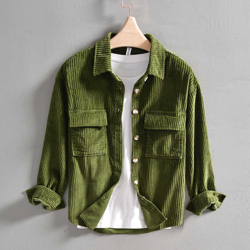 Plus Men's New Casual Shirts Size Thickened Corduroy Cotton Shirt Men Brand Trend Comfortable Long Sleeve Top Clothes Chemise Homme Drop Shippi