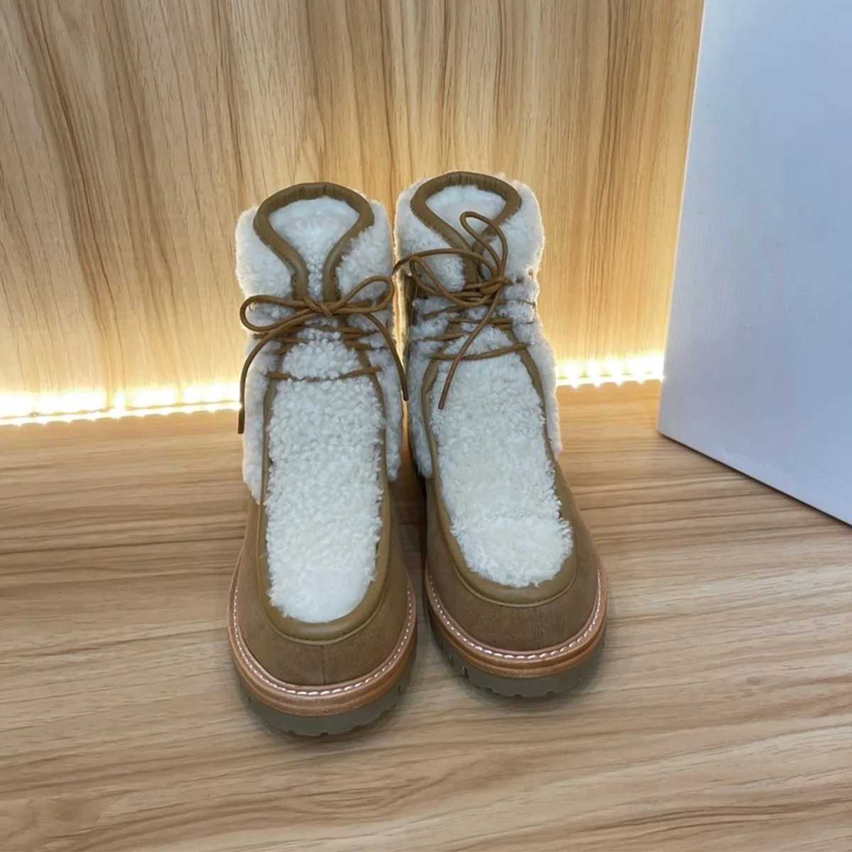 2026 High Quality Winter Women Lace Up Fleece Lined Mid Calf Snow Boots ch25100418 L26921
