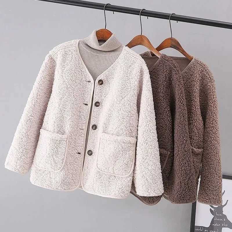 Cotton-padded Women's Jackets Lamb Coat Jacket Women's Clothing Winter 2025 Female Fur One Small Padded Coat Joker Plus Size Cardigan Over