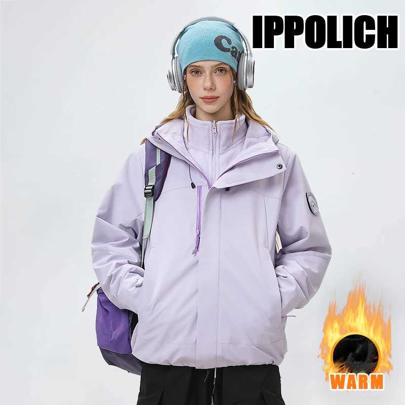 Women's Jackets Women's High Quality Three-in-One Windproof Outdoor Jacket New Compact Autumn Winter Coat Fleece Lined Detachable Inner Li