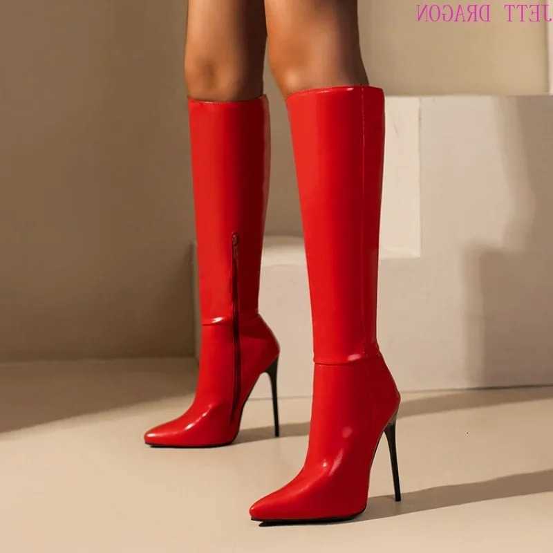 and Boots Autumn Women's Boots Winter Fashion New Style Sexy Knee-High Modern Boots Pointed Toe Platform High 12cm Plus Size 45 H260921