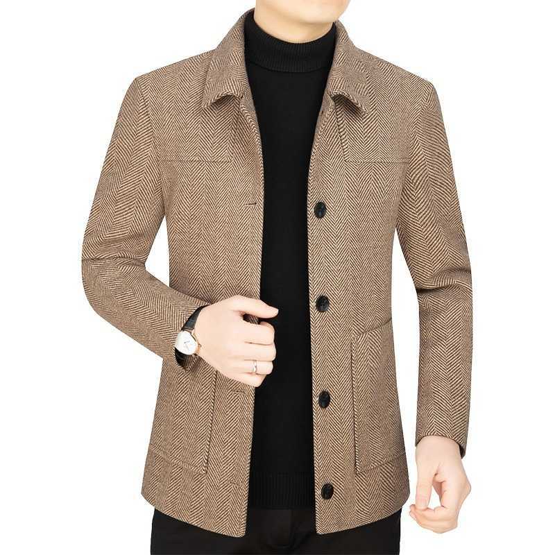 High Men's 2024 Wool Blends Quality Fashion Wool Blends Coats Men Solid Smart Casal Jacket Mens Turn Down Collar Autumn Winter Blazers Coats Ma