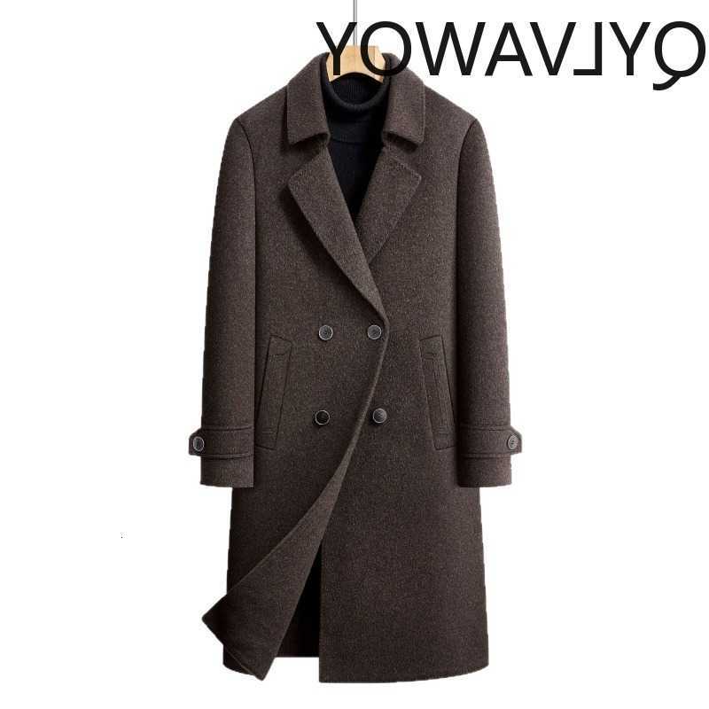 QYLVAWOY Men's Wool 100%Sheep Blends Wool Man Jacket Autumn Winter Jackets Long Coat Detachable Liner Thicken Stylish Clothes for Man D260921