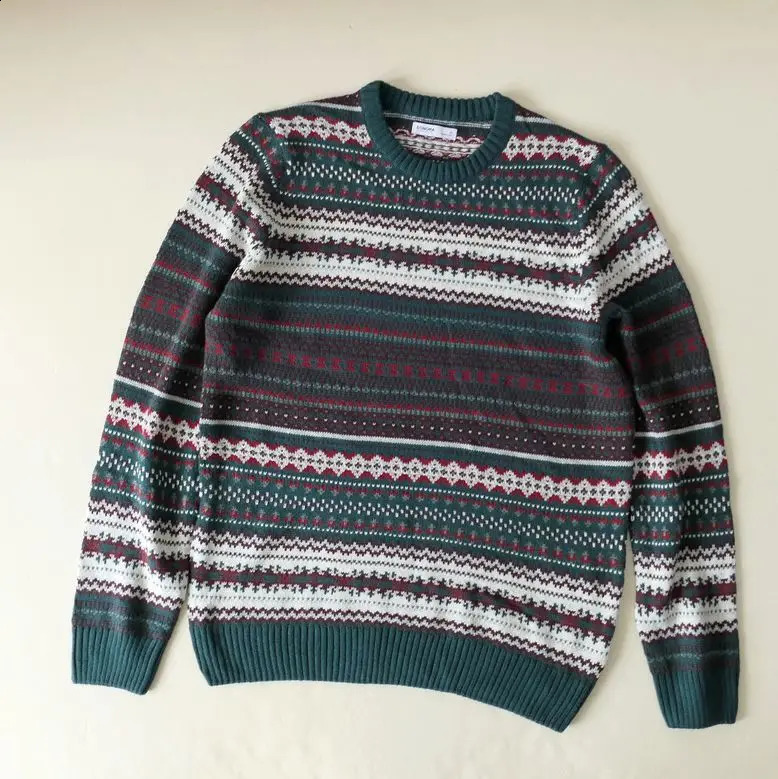 Abandoned Soil Style Jacquard Sweater for Men American Retro O-neck Knitted Pullover Unisex Autumn Winter Streetwear Lazy Top 260918