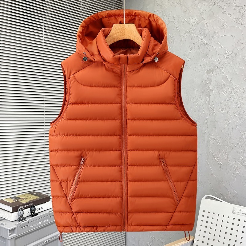 New Autumn Winter Men's Sleeveless Vest Jackets Lightweight Warm Trendy Cotton Vests Unisex Couple Casual Hooded Waistcoats J260921