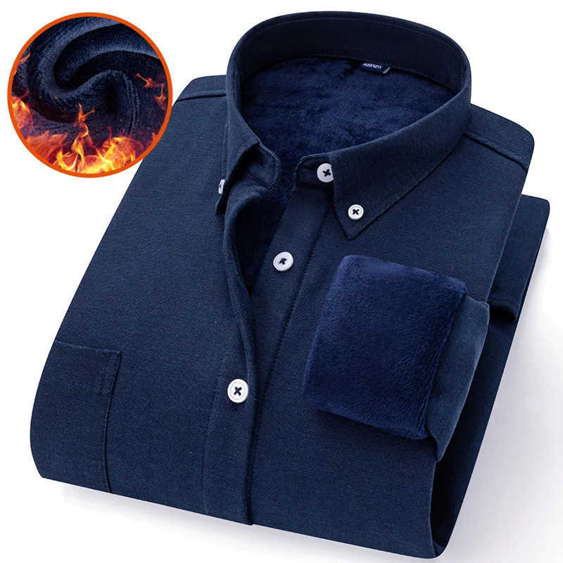 Casual Shirts Asian Size Men's Mens Striped Long Sleeve Padded Shirts Single Button Square Collar Winter Thick Shirt Business Casual Warm Top.
