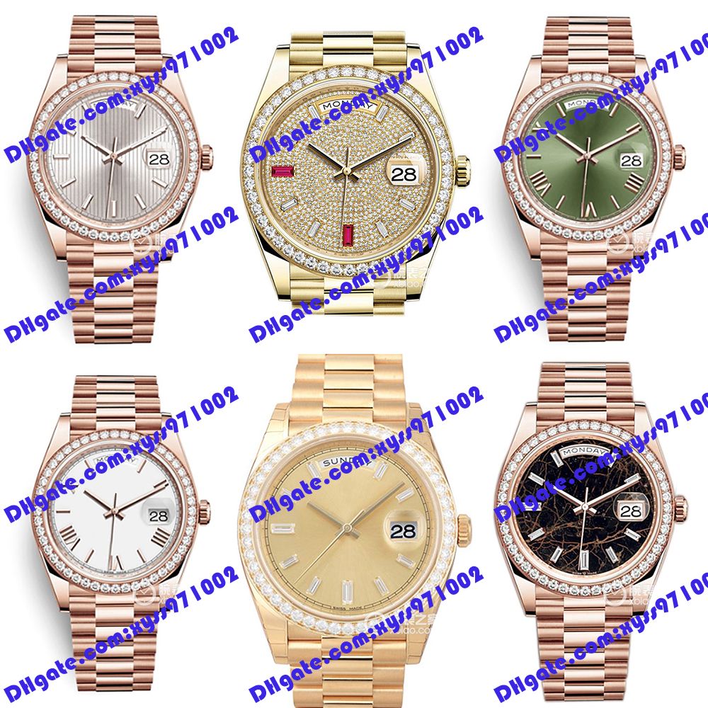 6 Model Black men's watch 2813 automatic mechanical watch 228348 40mm white Roman dial diamond bezel gold stainless steel wristwatch calendar d