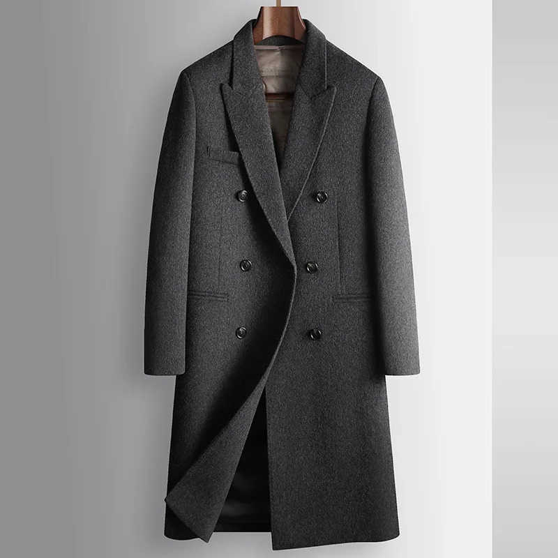 Misto lana Nuovo arrivo Uomo Autunno e inverno Stile lungo Doppio petto Piumino staccabile Cappotto di lana da lavoro per giovani Taglia MLXL2XL3XL