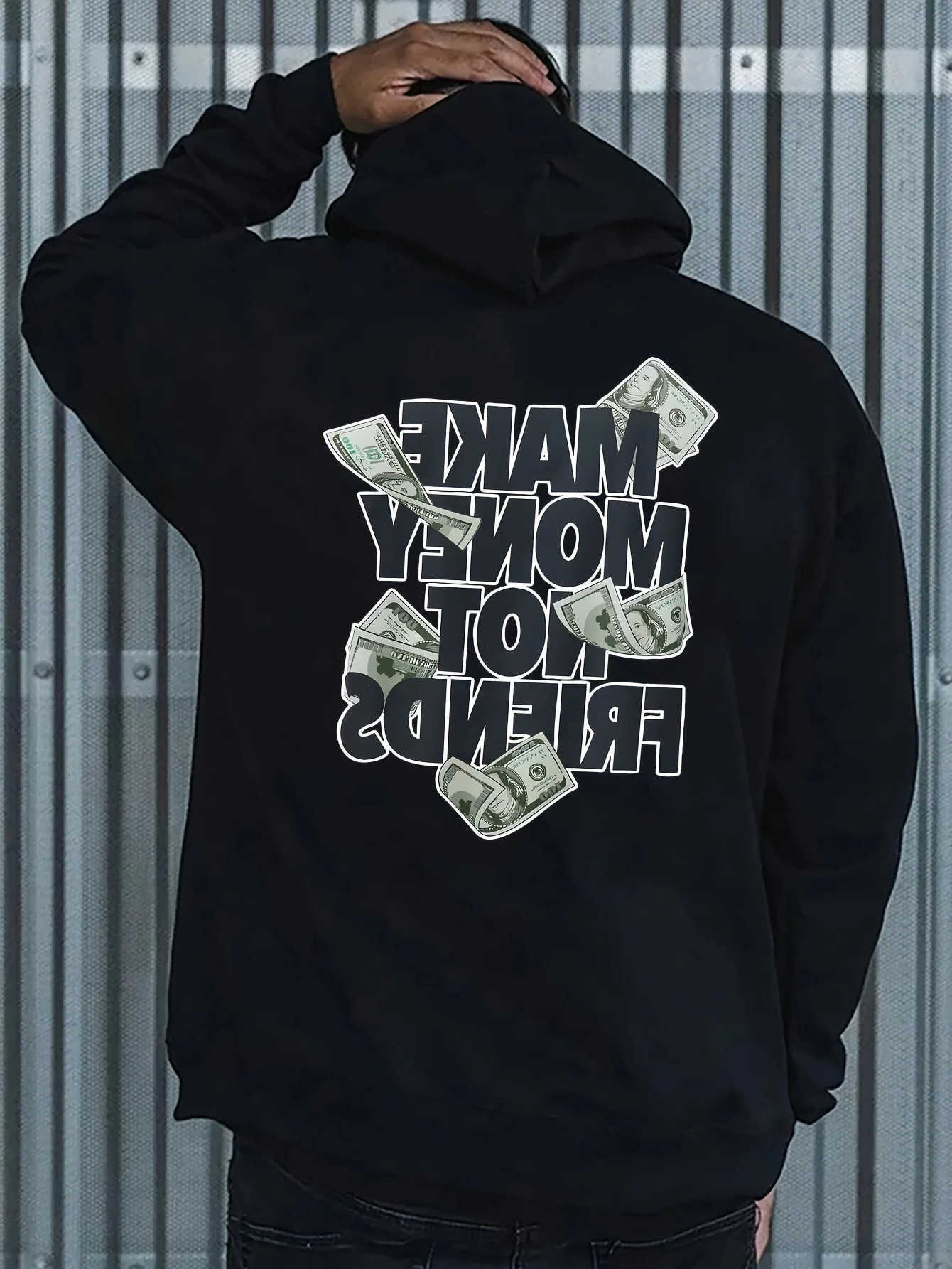 Hoodies Sweatshirts MAKE MONEY Men's NOT FRIENDS Printed Casual Hoodie Fashion Drawstring Hoodie Suitable for Men and Women in Autumn and Winte
