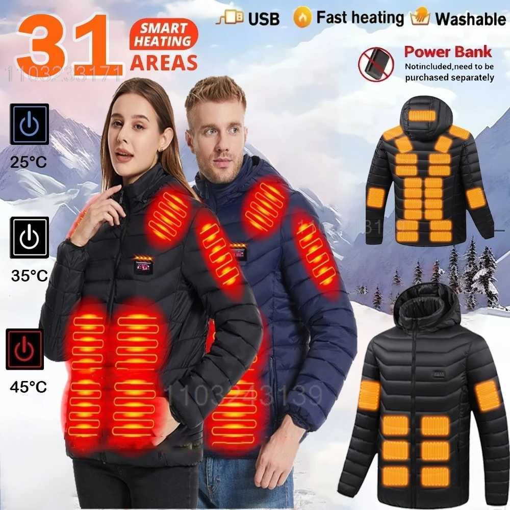 31 aree giacche riscaldate giacca elettrica USB riscaldante da donna per uomo gilet abbigliamento termico cappotto invernale Q260921