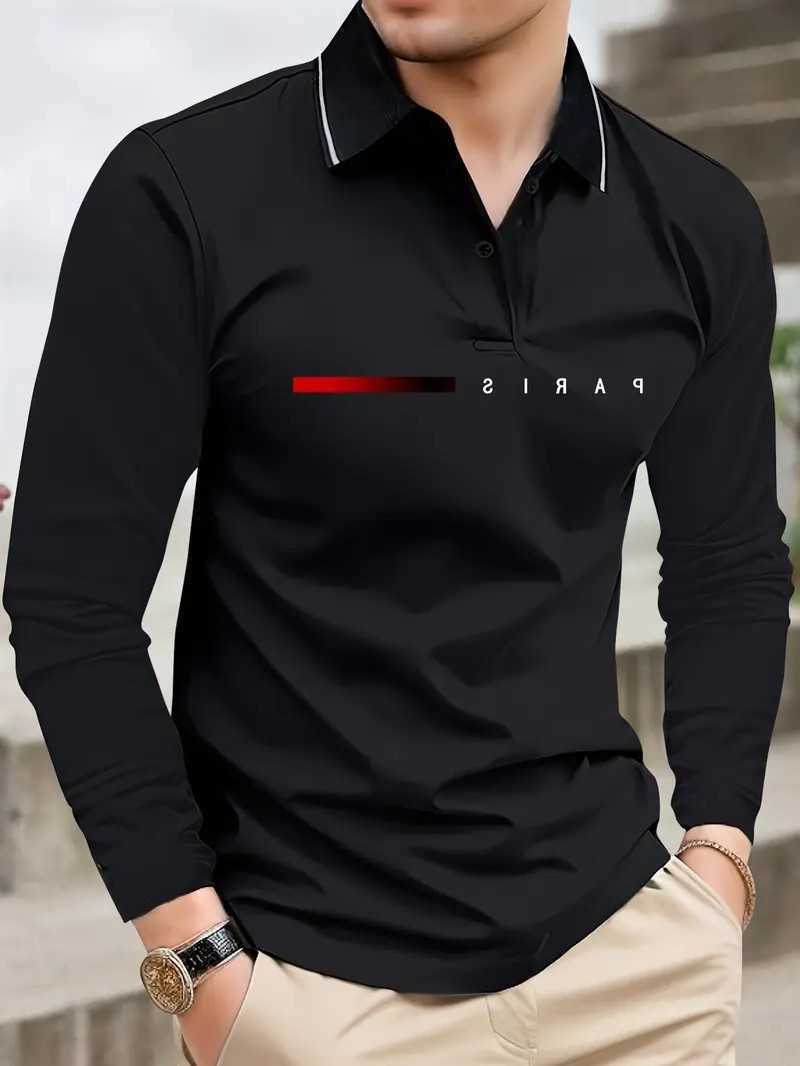 new Shirts The Men's Casual men's long-sleeved POLO shirt for Spring and Autumn 2025 featuring street fashion and comfort with 3D letter H