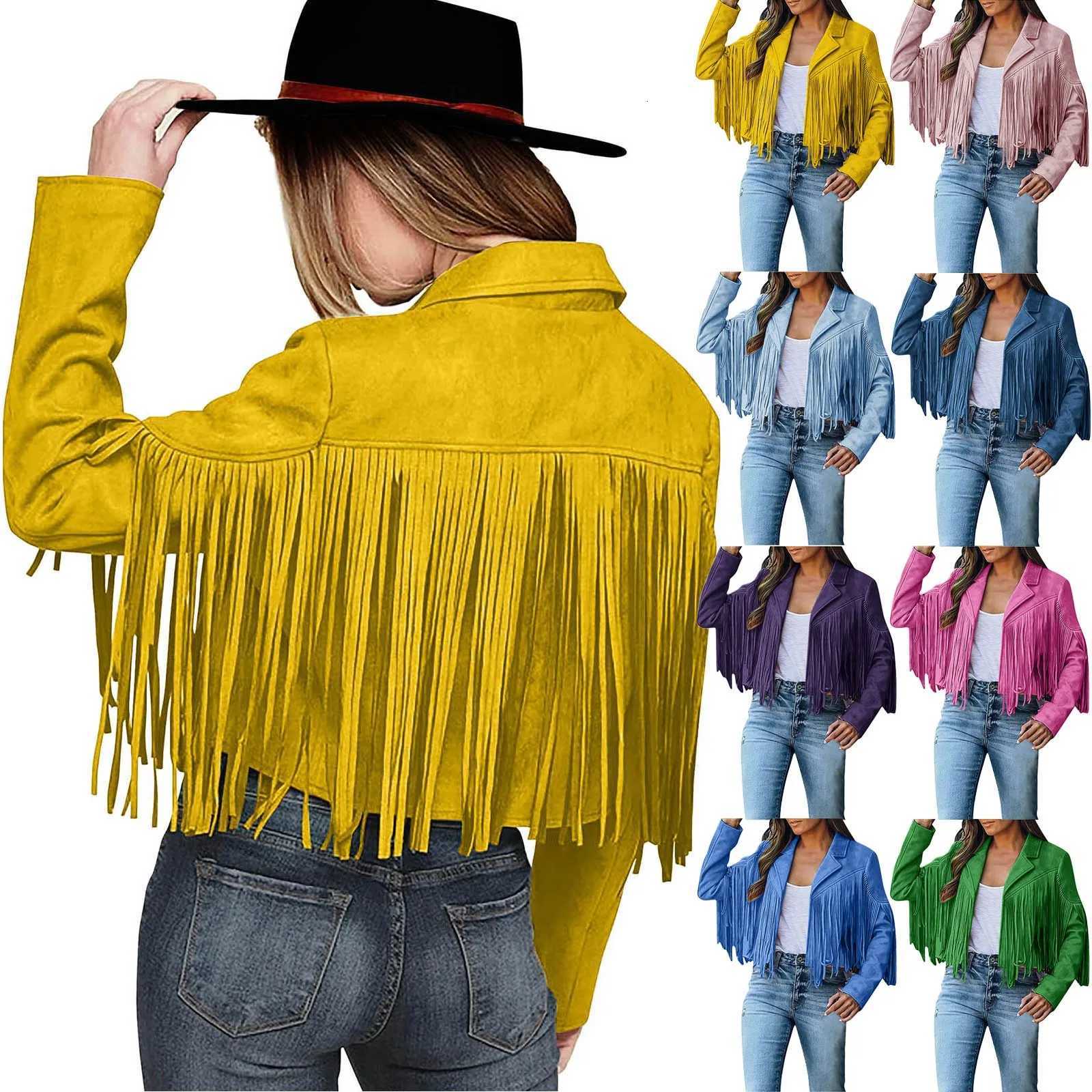 Cowboy Women's Jackets Rave Fringe Fashion Bomber Jackets Women's Motorcycle Tassels Short Coats High Street Ladies Nightclub Outwear Jack