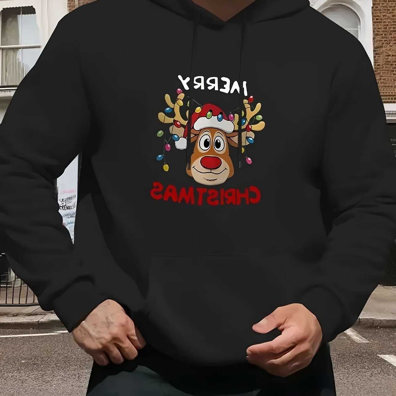 printed Men's Christmas Hoodies Sweatshirts casual sports outdoor men's long-sleeved hooded sweatshirt men's clothing top fall/winter