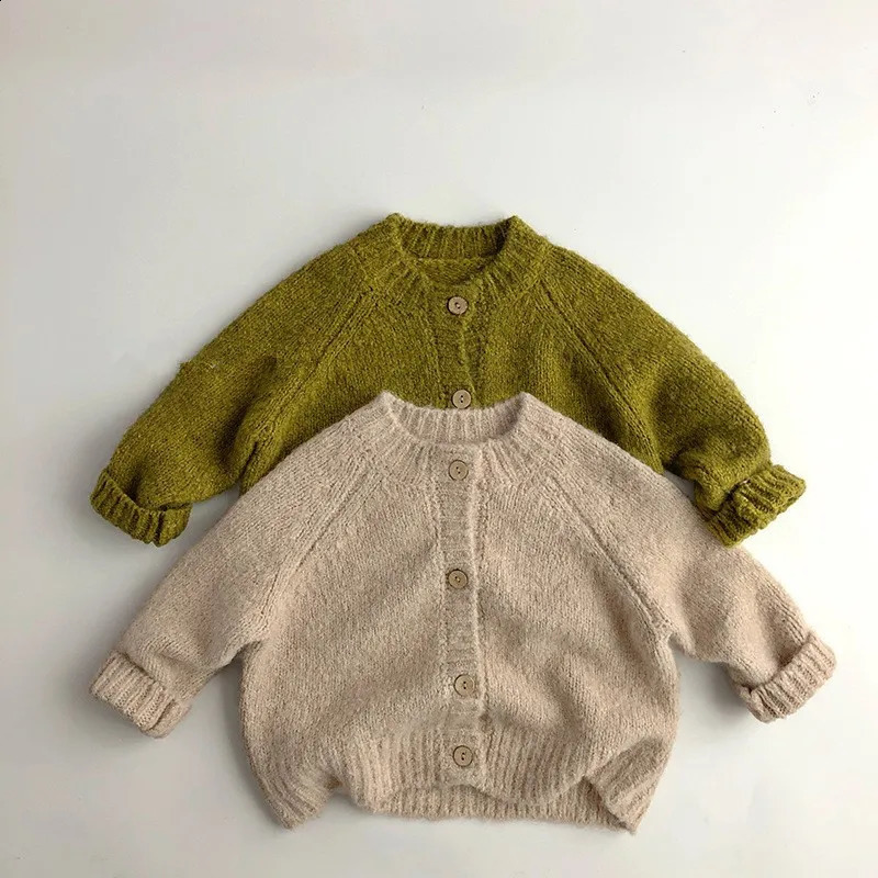 Autumn Children Long Sleeve Knit Coat Solid Baby Girl Thick Warm Sweater Cardigan Kids Boys Knitted Jacket Toddler Clothes 260920