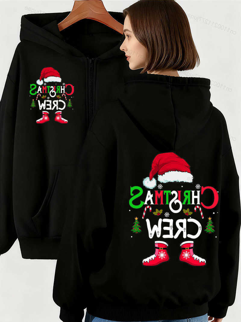 Crew Sweatshirts Christmas Men's Hoodies Graphic Hoodies Santa Hat Print Sweatshirts Xmas Casual Hoodies Family Matching Christmas Party Outfit
