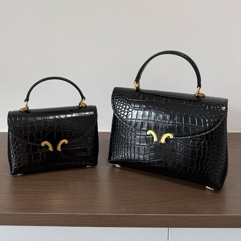 12A Designer Fashionable Tote Bag Vintage Crocodile Embossed Single Shoulder Handbag Women's Elegant Flip Cover Crossbody Bag