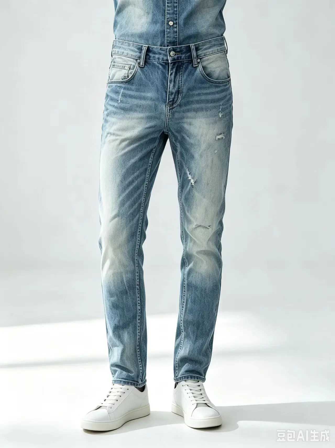 Men's Slim Fit Elastic Light Blue Jeans Italian Style High-Quality Designer Button down Y2K Fashionable High Waist Pants S2609211I8B