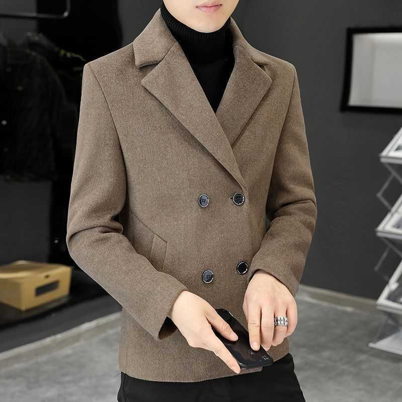 2026 Blends Men's New Wool Autumn and Winter Woolen Coats Men's Double-breasted Casual Jackets Men's Korean Long Sleeve Warm Overcoat
