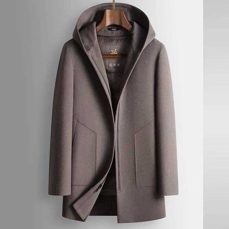 Winter Men's Wool Blends 2025 New Men's Hooded Woolen Coat Detachable Down Inner Tank Wool Content 70% Thickened Warm Casual Coat D260921