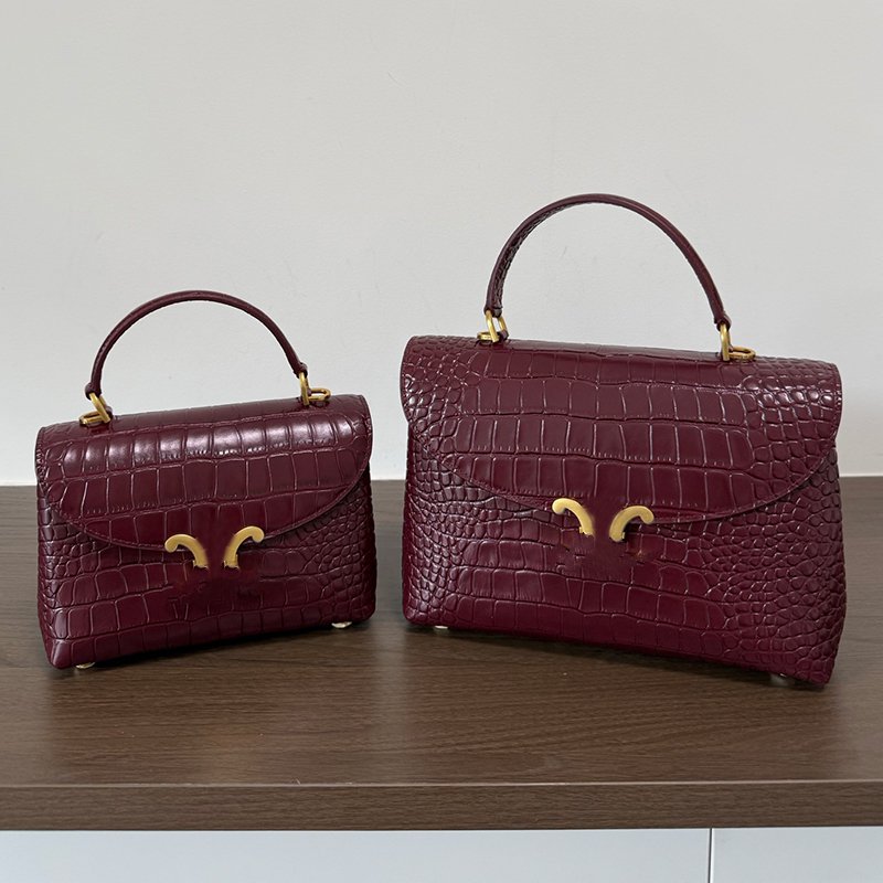 12A Designer Fashionable Tote Bag Vintage Crocodile Embossed Single Shoulder Handbag Women's Elegant Flip Cover Crossbody Bag