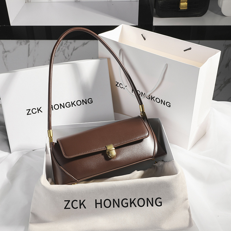 Underarm Retro Niche Design High-end Solid Color Single Shoulder Handbag Genuine Leather Women's Spring Summer Versatile Elegant Crossbody Bag